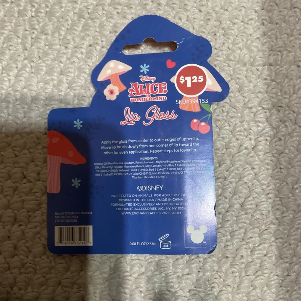 Alice in Wonderland 3 set of lipglosses